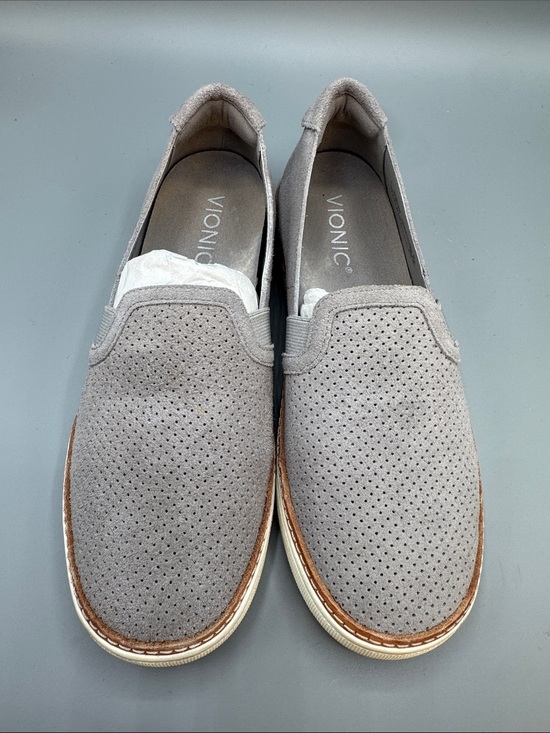 Vionic Malina  Grey Perforated Suede Slip-On Sneakers, size 6.5 main image 6